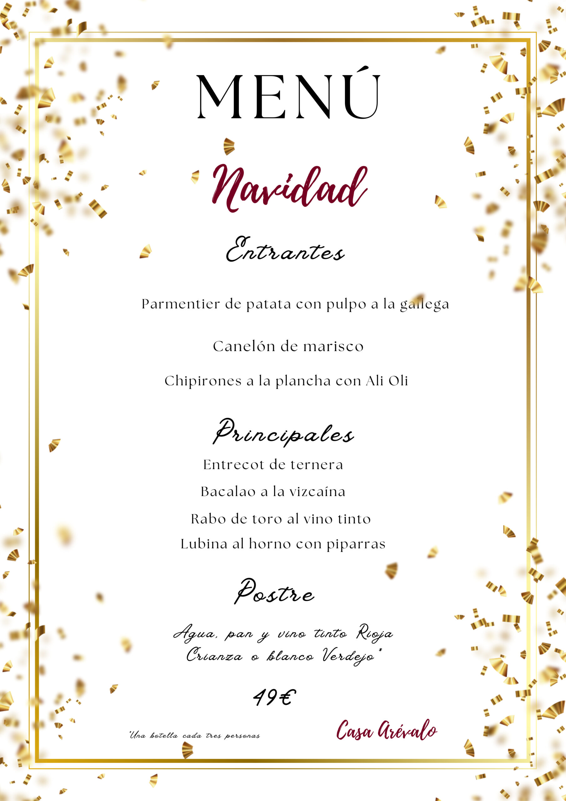 Menú de navidad en Casa Arevalo
